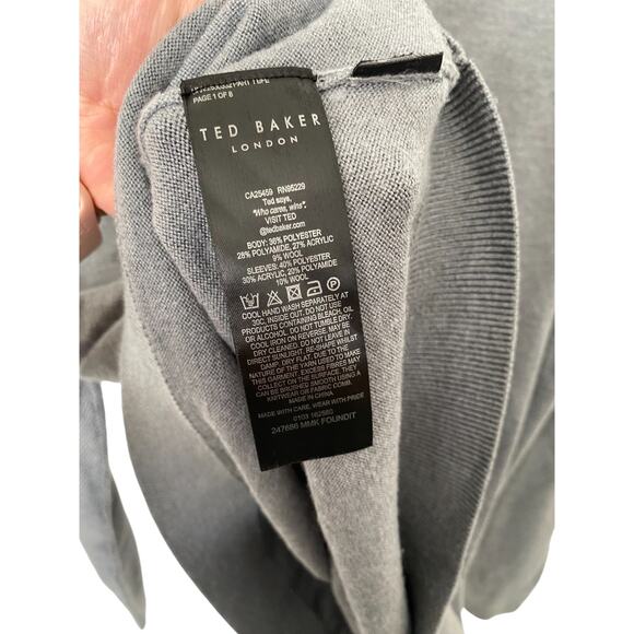 Ted Baker Men Wool Blend Grey Crewneck LongSleeve Pullover Office Sweater-5(XL) - Picture 4 of 4